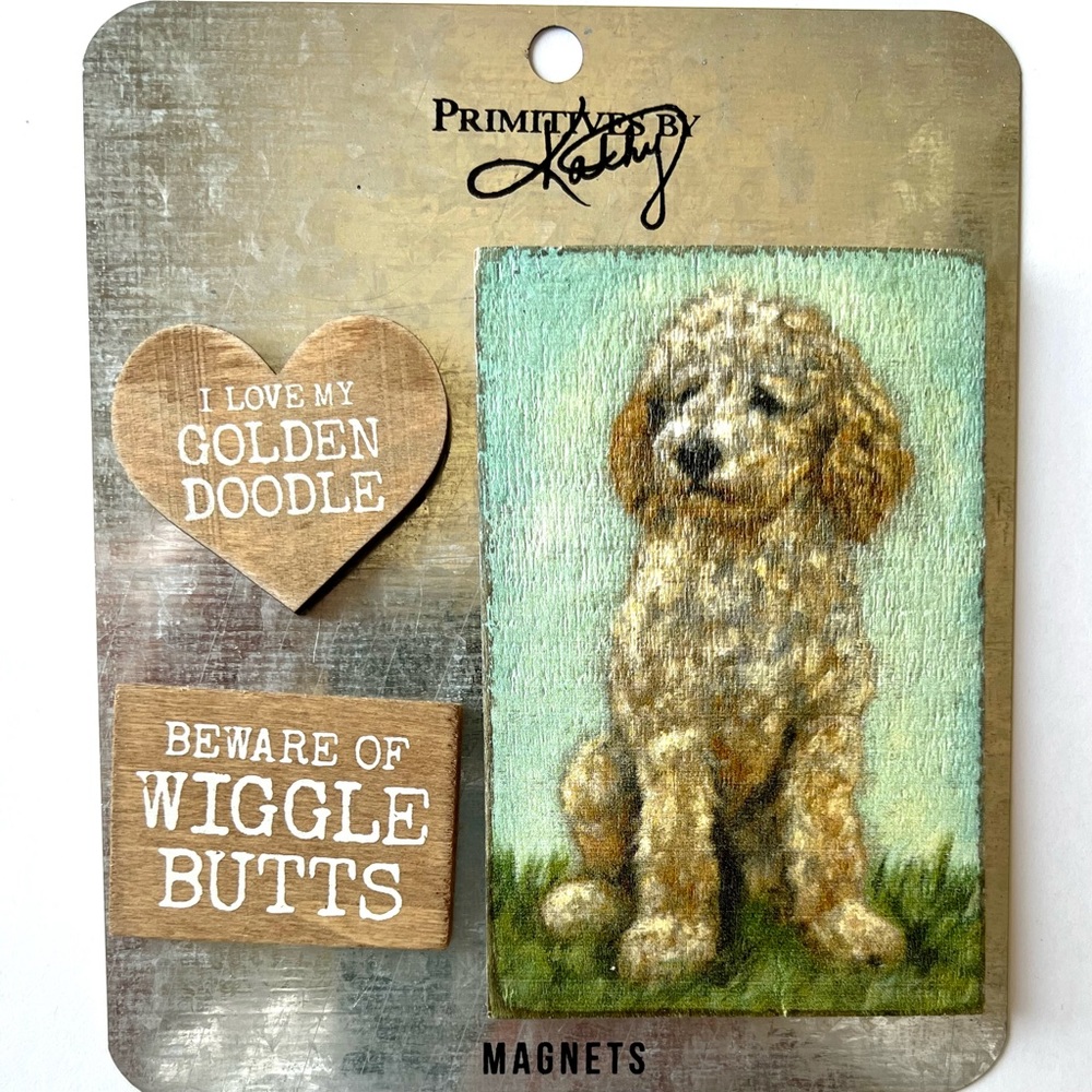GOLDEN DOODLE Memo Magnet Set DOODLE Artwork Home Office Puppy Dog Lovers Gifts